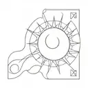 A solar eclipse with simple geometric patterns radiating outwards tattoo design idea