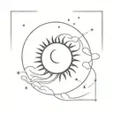 A small and simple solar eclipse tattoo design idea
