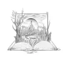 Old Testament in an opened book  tattoo design idea