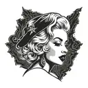 silhouette marylin monroe with rock hand sign incorporated tattoo design idea