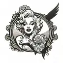 silhouette marylin monroe with rock hand sign incorporated tattoo design idea