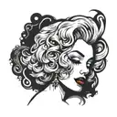 silhouette marylin monroe with rock hand sign incorporated tattoo design idea