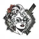 silhouette marylin monroe with rock hand sign incorporated tattoo design idea