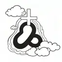 cross and clouds surrounding tattoo design idea