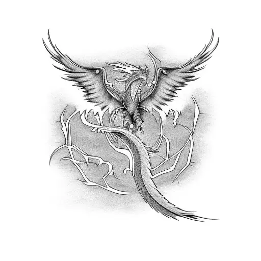 phoenix and dragon tattoo design idea