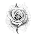 a knife with a snake and roses tattoo design idea