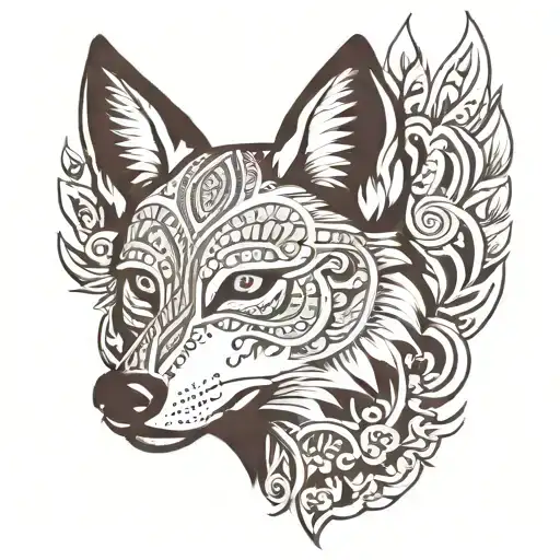 an indian form side with a wolf tattoo design idea