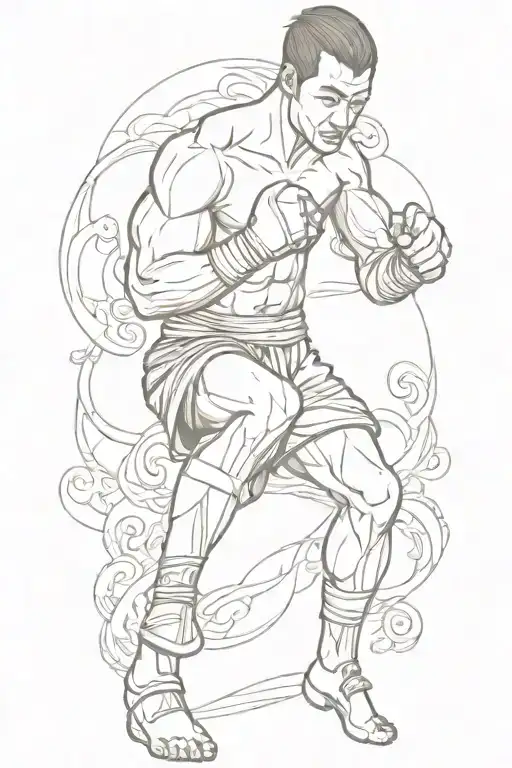 Indonesian Muay Thai knee fighter tattoo design idea