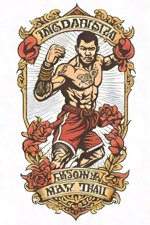 Indonesian Muay Thai fighter tattoo design idea