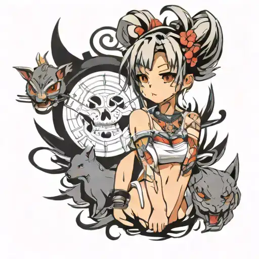 A funny anime picture tattoo design idea