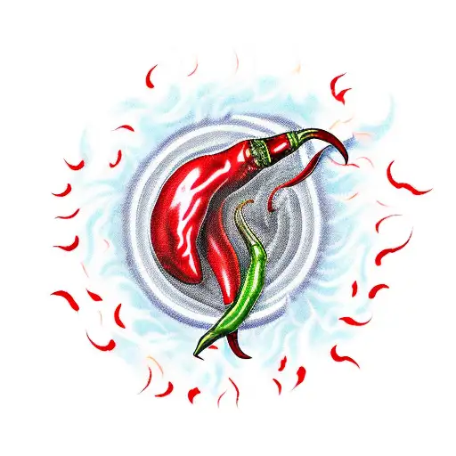 single red chili pepper fire burning tattoo design idea