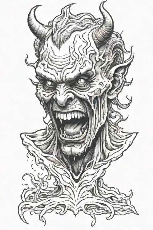 crying demon  tattoo design idea