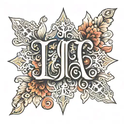 snowflake letter L u c i a n a tattoo design idea