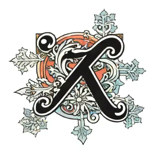 snowflake letter L tattoo design idea