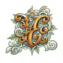 snowflake letter L tattoo design idea