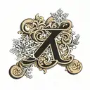 snowflake letter L tattoo design idea