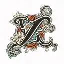 snowflake letter L tattoo design idea