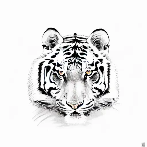 Sketch "Half Tiger Half Woman" Tattoo Idea BlackInk AI