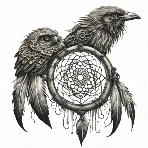 A Sandman-inspired dream catcher with intricate details in a realism style tattoo tattoo design idea