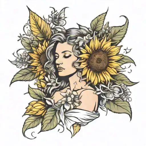 blessed down the shoulder with sunflowers around it tattoo design idea
