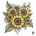 blessed down the shoulder with sunflowers around it tattoo design idea