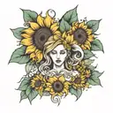 blessed down the shoulder with sunflowers around it tattoo design idea