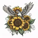 blessed down shoulder with sunflowers around it tattoo design idea