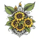 blessed down shoulder with sunflowers around it tattoo design idea