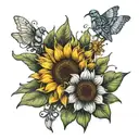 blessed down shoulder with sunflowers around it tattoo design idea