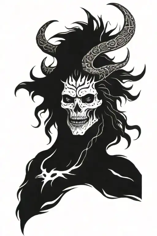 Wendigo creature shedding skin tattoo design idea