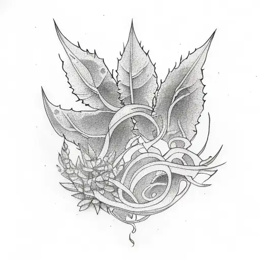 tattoo sleeve plants with large leaves miyazaki kodama crystals tattoo design idea