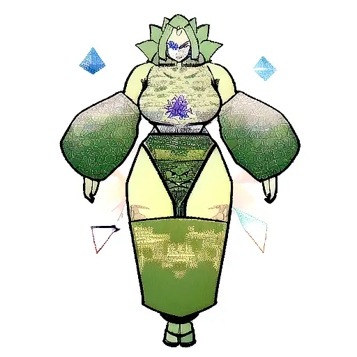 tattoo sleeve plants with large leaves miyazaki kodama crystals geometric lines tattoo design idea