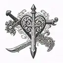sword piercing heart tattoo design idea