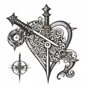 sword piercing heart tattoo design idea