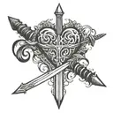 sword piercing heart tattoo design idea