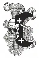skull cross wrench and piston  tattoo design idea