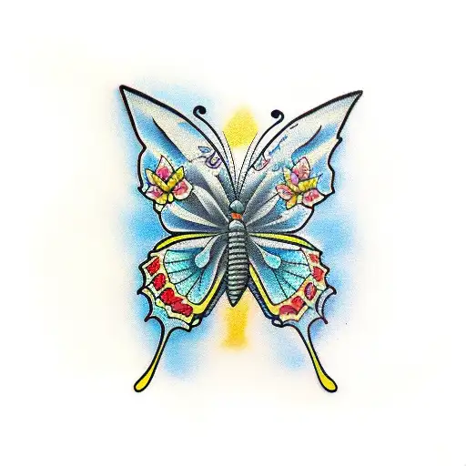 butterfly old school 2000 tattoo design idea