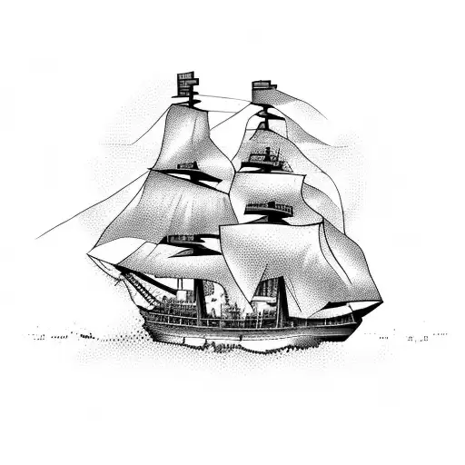 A pirate ship sailing on a sea of pixelated game graphics tattoo design idea