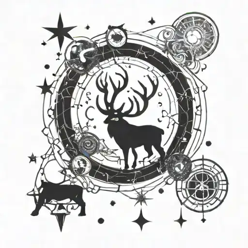 A constellation design incorporating Viking symbols and imagery tattoo design idea
