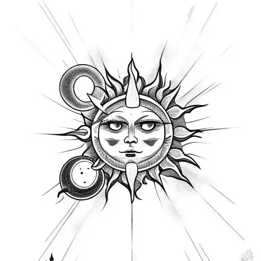 Sun and Moon tattoo design idea
