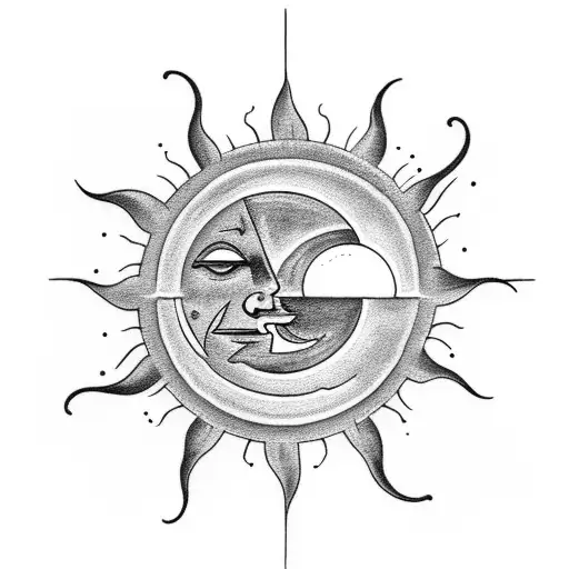 Sun and Moon tattoo design idea