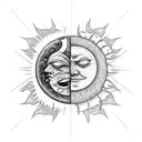 Sun and Moon tattoo design idea