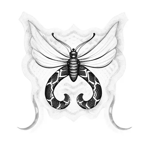 semicolon butterfly surrounded by a snake tattoo design idea