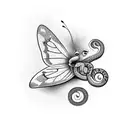 semicolon butterfly surrounded by a snake tattoo design idea