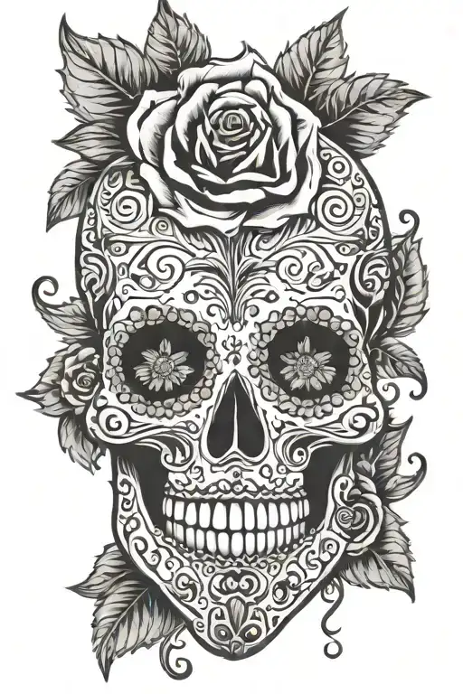 scuba sugar skull tattoo design idea