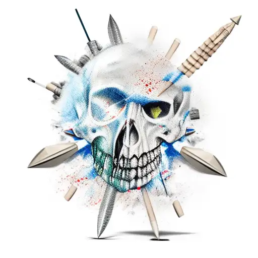 9 broken spears and 1 good spear with a white flag tattoo design idea