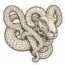 snake choke on sheep head tattoo design idea
