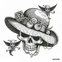Create a tattoo design featuring the Straw Hat Pirates from One Piece embarking on a new adventure, with a musical theme inspired by the song 'Binks no Sake' tattoo design idea
