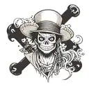 Create a tattoo design featuring the Straw Hat Pirates from One Piece embarking on a new adventure, with a musical theme inspired by the song 'Binks no Sake' tattoo design idea