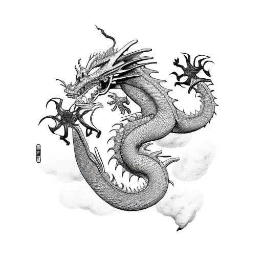 Dragon on a scale tattoo design idea